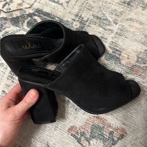 Lulu’s slip on chunky heels